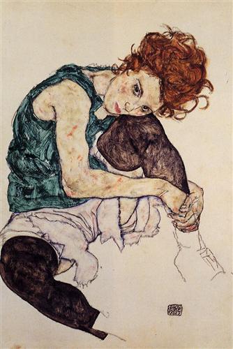 Seated Woman with Bent Knee - Egon Schiele