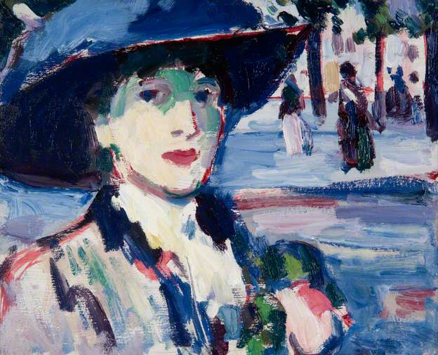Anne Estelle Rice in Paris (Closerie des lilas) - John Duncan Fergusson - anne-estelle-rice-in-paris-closerie-des-lilas-1907