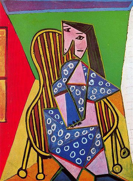 Woman In Striped Armchair Pablo Picasso Wikiart Org