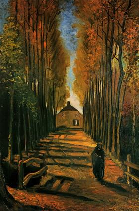 Avenida de álamos en la puesta del sol, Vincent van Gogh