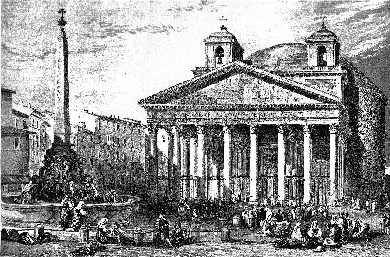 The Pantheon in Rome, drawing by Leitch, engraving by W.B. Cooke