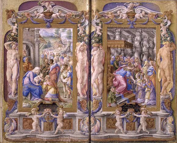 Adoration of the Magi and Solomon Adored by the Queen of Sheba, 1537 - 1546 - Giulio Clovio