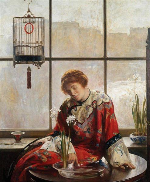 Red Comunion (The Red Kimono), c.1919 - Джозеф Родефер Де Камп