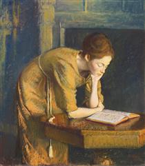 Woman Reading (The Artist's Wife) - Aaron Shikler