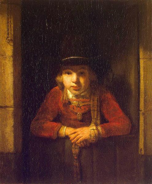 Boy Looking Through the Window, 1650 - Самюел ван Хогстратен