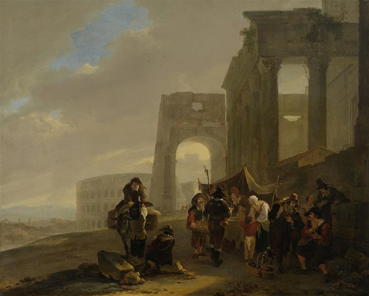 Volksscène Tussen Romeinse Ruïnes, 1652 - Jan Dirksz Both