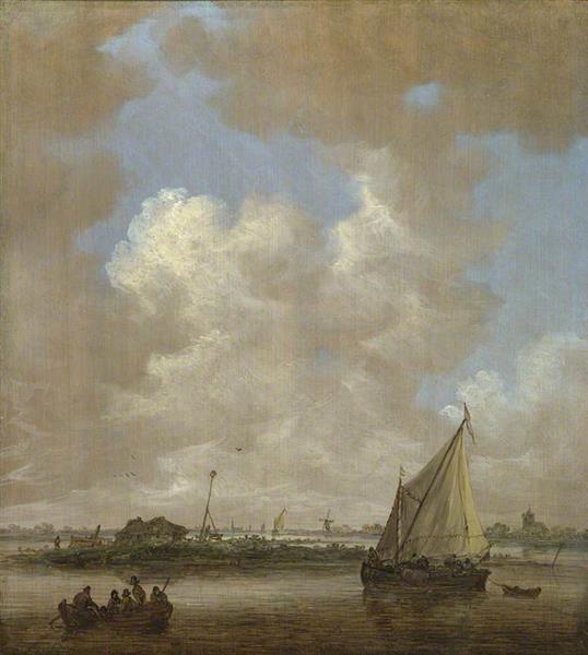 A River Scene, with a Hut on An Island, 1645 - Jan van Goyen