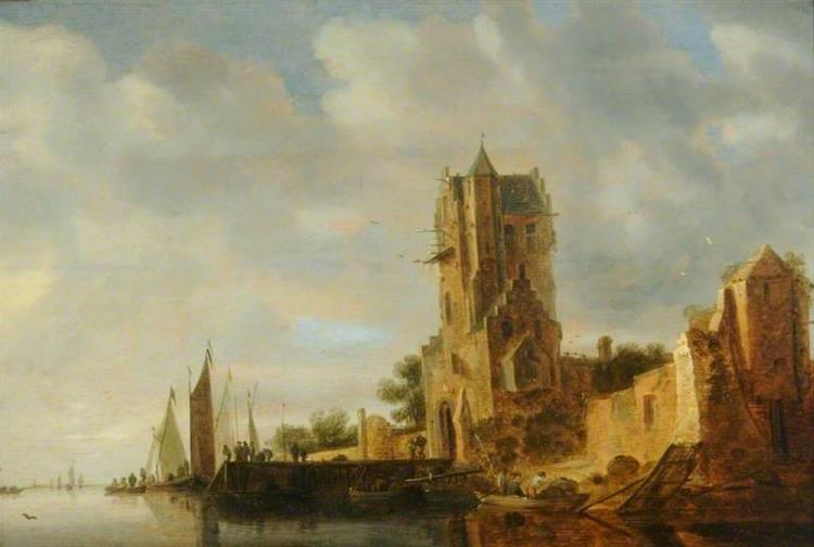 River Scene with a Tower - Jan van Goyen