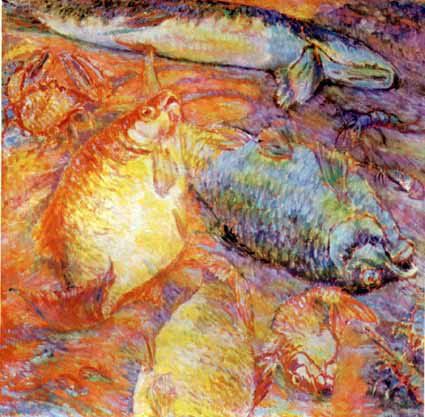 Fish at Sunset, 1904 - Mikhail Larionov