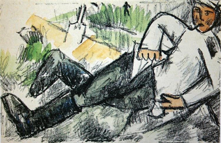 Resting Soldier, 1912 - Mikhail Larionov