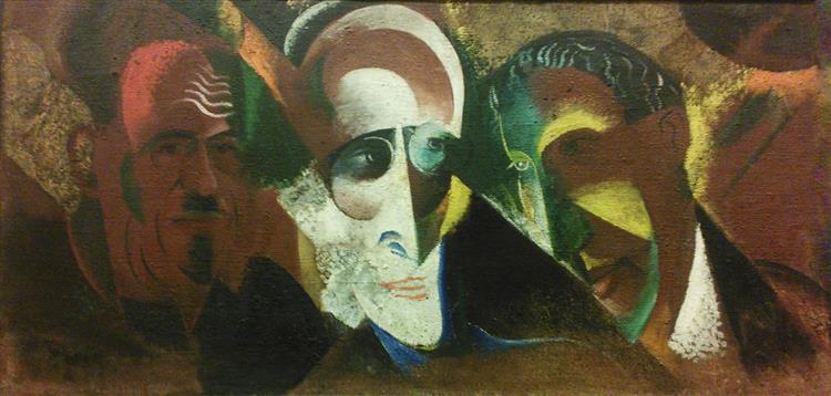 Group Portrait (M.Chuzhak, S.Tretyakov, M.Aseyev), 1921 - Виктор Никандрович Пальмов