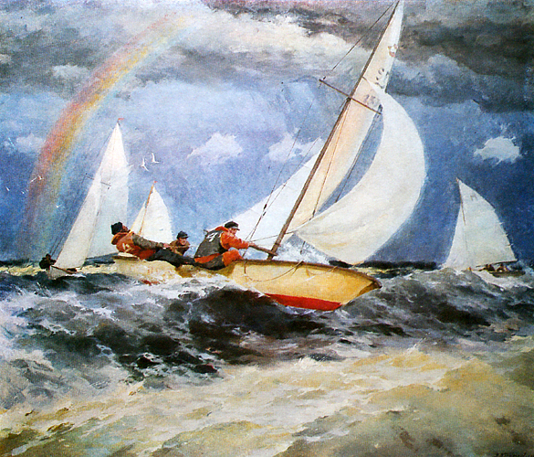 Yachts in the Sea, 1985 - Виктор Григорьевич Пузырьков