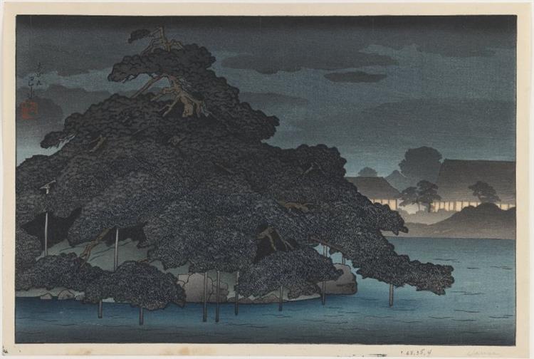 Evening Rain at Karasaki, 1920 - Хасуі Кавасе