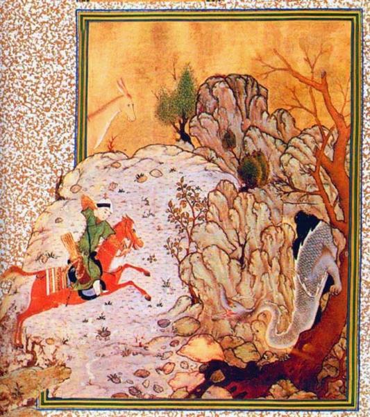 Bahram and Dragon - Kamāl ud-Dīn Behzād