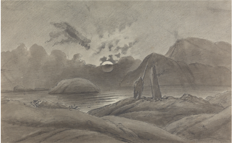 Landskap Med Bauta I Måneskinn, 1841 - Knut Baade