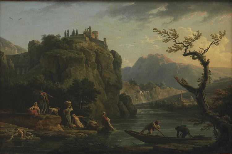 Bjerglandskab Med En Flod, 1770 - Claude Joseph Vernet