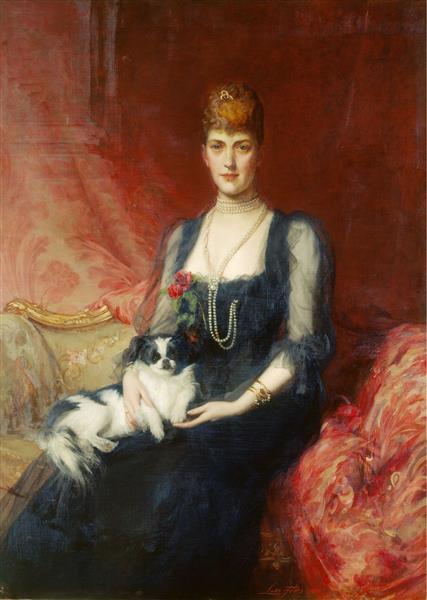 Portrait of Queen Alexandra, When Princess of Wales, with Facey, 1893 - Luke Fildes
