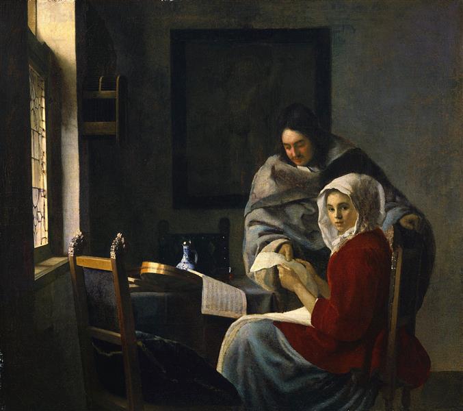 Girl interrupted at her music, c.1658 - c.1661 - Johannes Vermeer