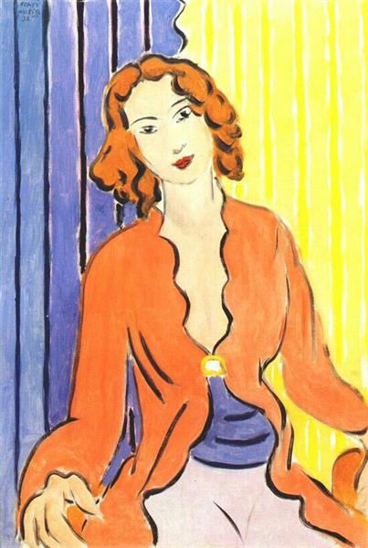 Жінка на синьо-жовтому фоні, 1932 - Анрі Матісс