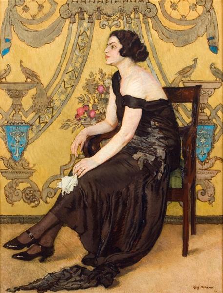The Rose of Saron (portrait of Zofia Minder; ornamental fantasy), 1923 - Józef Mehoffer