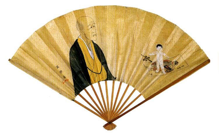 Painted Hand Fan - Senmen rōjin zu, 1794 - Sharaku