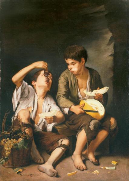 Two Boys Eating a Melon and Grapes, 1645 - 1646 - Bartolome Esteban Murillo