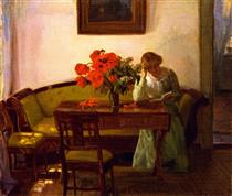 Interior with Red Poppies - Anna Ancher