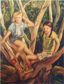 Girls playing in the tree - Gabino Amaya Cacho