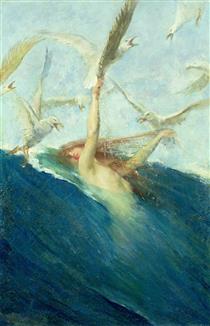 A Mermaid Being Mobbed by Seagulls - Giovanni Segantini