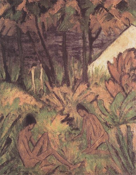 Badende Am Waldsee, 1919 - Otto Mueller