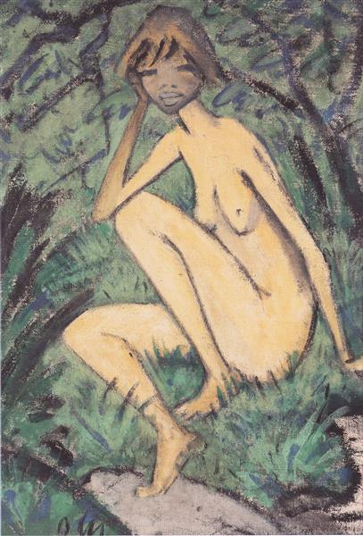 Sitzender Akt in Landschaft, 1927 - Otto Mueller