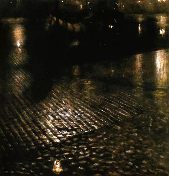 Warsaw Cab at Night, 1893 - Юзеф Панкевич