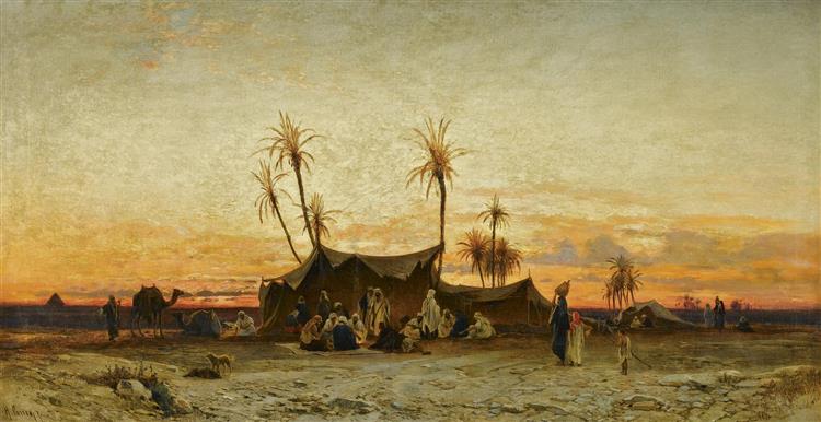 An Arab Encampment at Sunset - Hermann David Salomon Corrodi