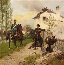 Preußische Jäger Und Ein Berittener Husar - Emil Hünten