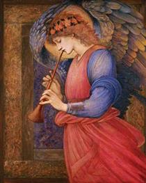An Angel Playing A Flageolet - Едвард Берн-Джонс