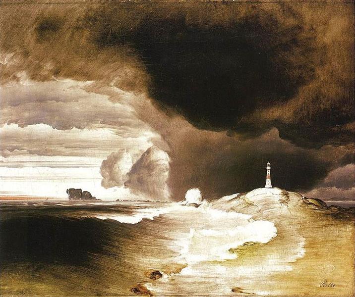 Lighthouse on the Norwegian Coast, c.1860 - Педер Балке