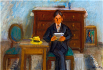 Man Reading in the Studio (Self Portrait) - János Kmetty