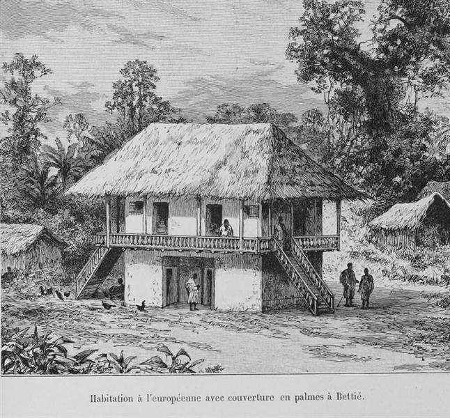 Residence with Palm Frond Roof in Bettié, in Côte D'ivoire, 1892 - Edouard Riou