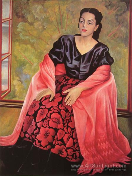 Portrait of Evangelina Rivas de De la Chica, The lady from Oaxaca, 1949 - Диего Ривера