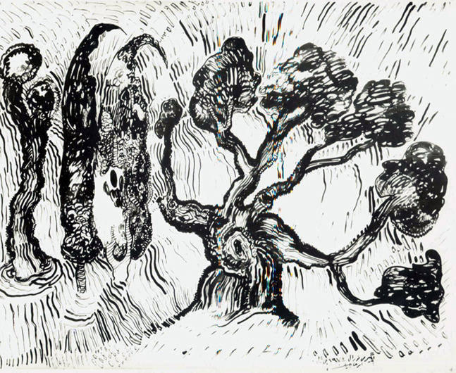 Three poplars and mulberry trees, 1974 - Sattar Bahlulzadeh