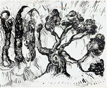 Three poplars and mulberry trees - Саттар Бахлул огли Бахлулзаде