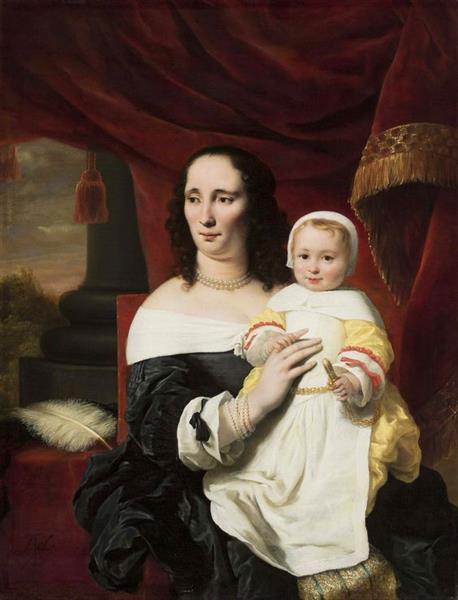 Portrait of Johana De Geer-trip with Daughter, 1661 - Ferdinand Bol