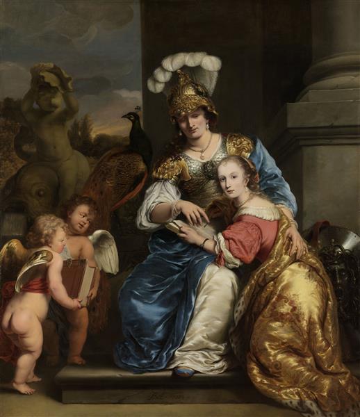 Margarita Trip as Minerva, Instructing Her Sister Anna Maria Trip, 1663 - Ferdinand Bol