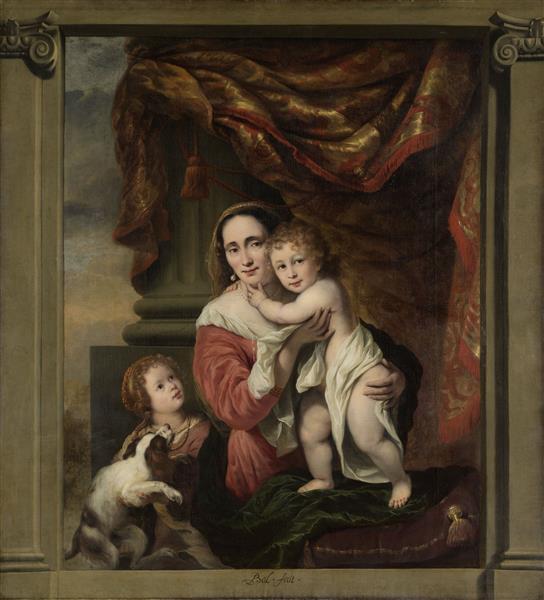 Portrait of Johanna De Geer with Her Two Children Cecilia and Laurens Trip as Caritas, 1664 - Фердинанд Боль