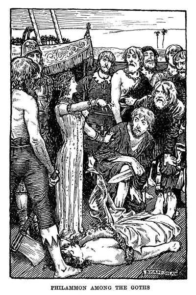 Philammon Among the Goths. Illustration from a 1914 Edition of Charles Kingsley's 1853 Novel Hypatia, 1914 - Byam Shaw