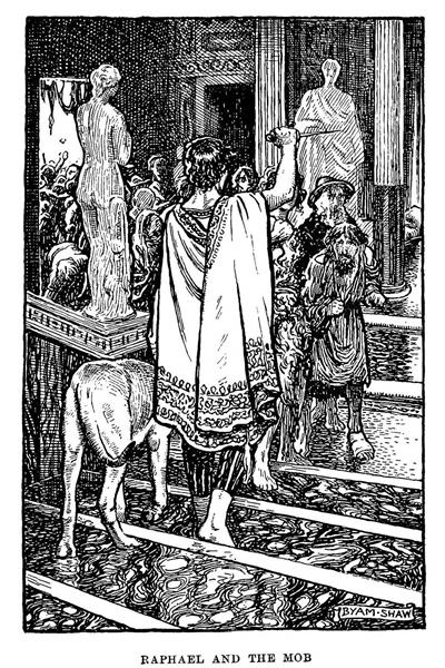 Raphael and the Mob. Illustration from a 1914 Edition of Charles Kingsley's 1853 Novel Hypatia, 1914 - Byam Shaw