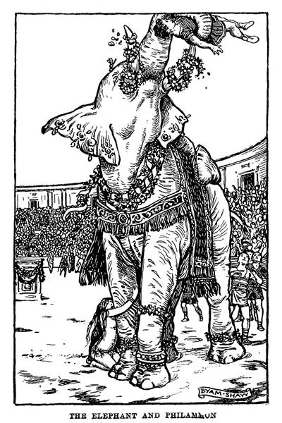 the Elephant and Philammon. Illustration from a 1914 Edition of Charles Kingsley's 1853 Novel Hypatia, 1914 - Джон Байем Листон Шоу