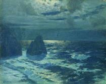 Moonlight, Cornish Coast - Julius Olsson