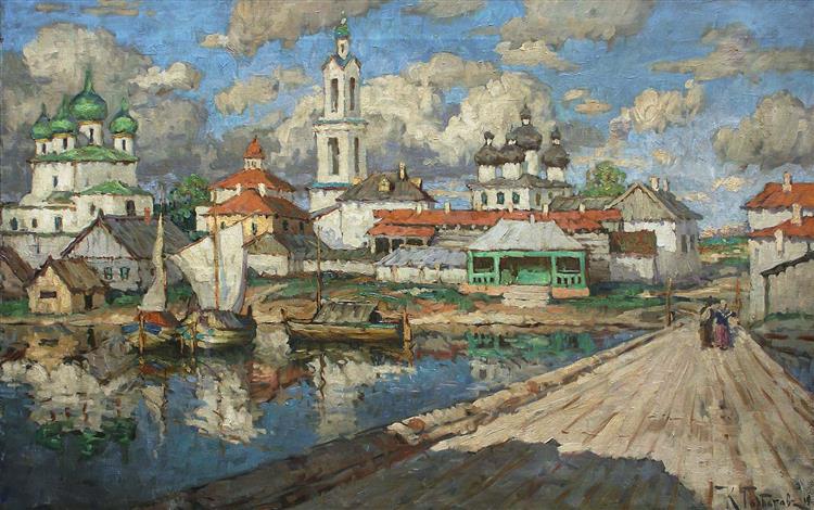 View of an Old Town - Konstantin Ivanovich Gorbatov