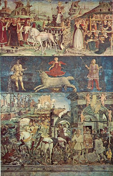 Allegory of March – Triumph of Minerva and Sign of Aries. Frescos in Palazzo Schifanoia, 1470 - 弗朗切斯科·德爾·科薩